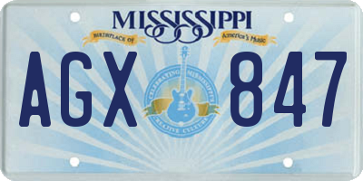 MS license plate AGX847