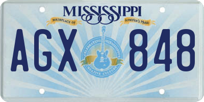 MS license plate AGX848
