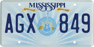 MS license plate AGX849