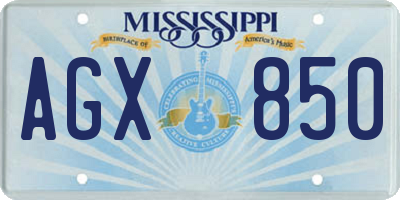 MS license plate AGX850