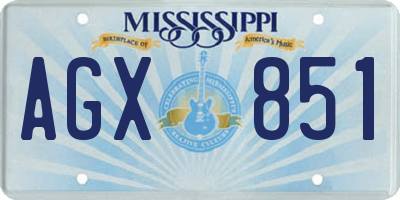 MS license plate AGX851