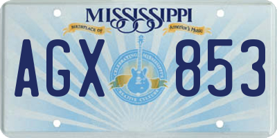 MS license plate AGX853