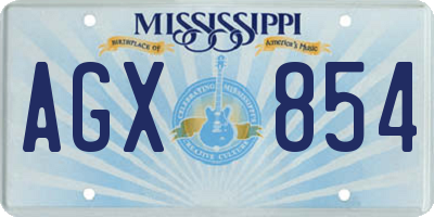 MS license plate AGX854