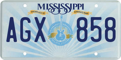 MS license plate AGX858