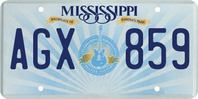 MS license plate AGX859
