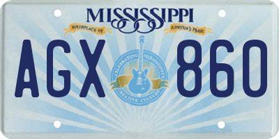 MS license plate AGX860