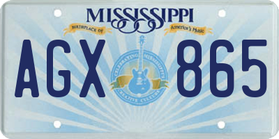 MS license plate AGX865