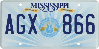 MS license plate AGX866