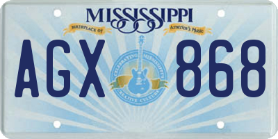 MS license plate AGX868
