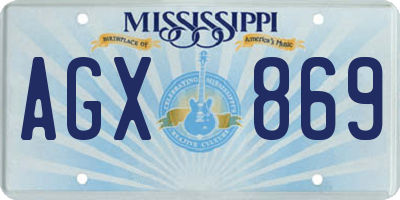 MS license plate AGX869