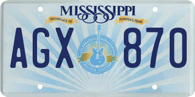MS license plate AGX870