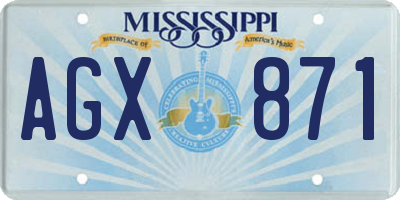 MS license plate AGX871