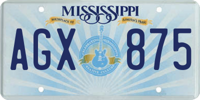 MS license plate AGX875