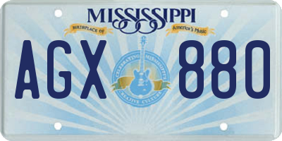 MS license plate AGX880