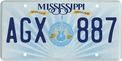 MS license plate AGX887