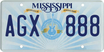 MS license plate AGX888