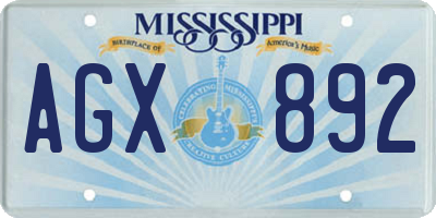 MS license plate AGX892