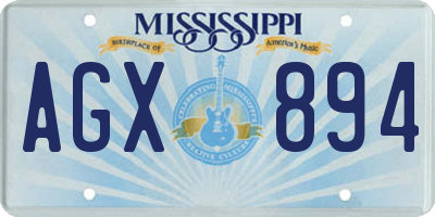 MS license plate AGX894