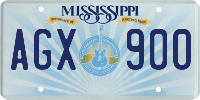 MS license plate AGX900