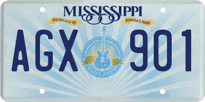 MS license plate AGX901