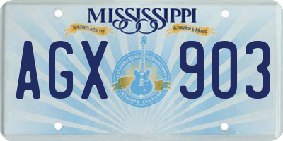 MS license plate AGX903