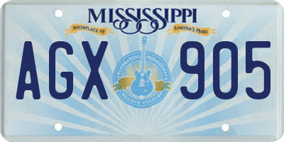 MS license plate AGX905