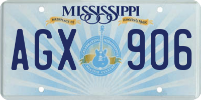 MS license plate AGX906
