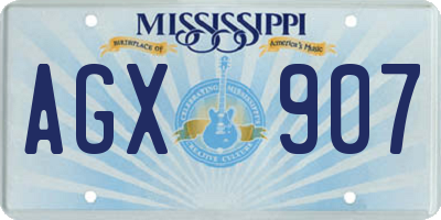MS license plate AGX907