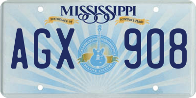 MS license plate AGX908
