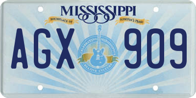 MS license plate AGX909