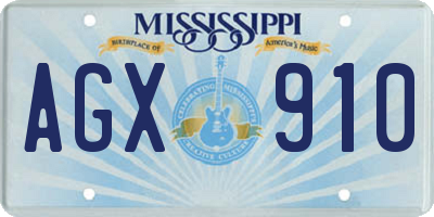 MS license plate AGX910