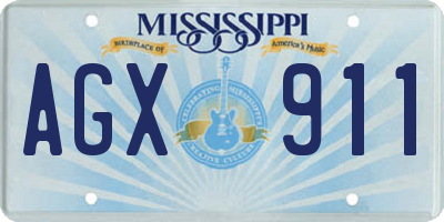 MS license plate AGX911
