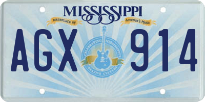 MS license plate AGX914