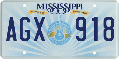 MS license plate AGX918