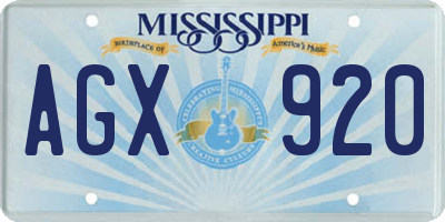 MS license plate AGX920