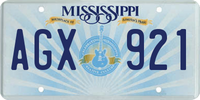 MS license plate AGX921