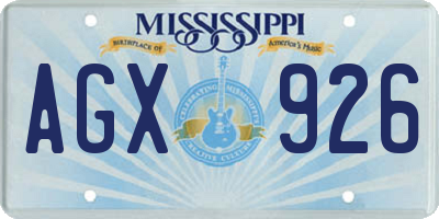 MS license plate AGX926