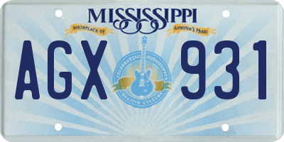 MS license plate AGX931