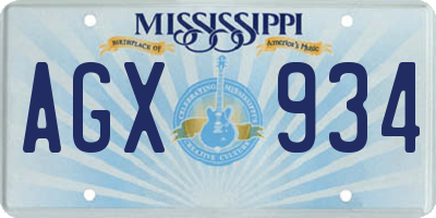 MS license plate AGX934