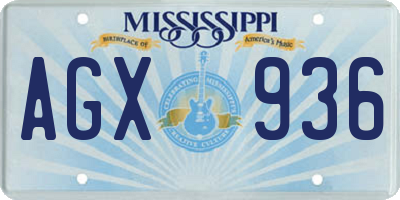 MS license plate AGX936