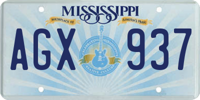 MS license plate AGX937