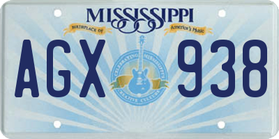 MS license plate AGX938