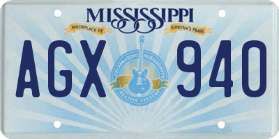 MS license plate AGX940