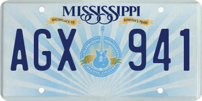 MS license plate AGX941