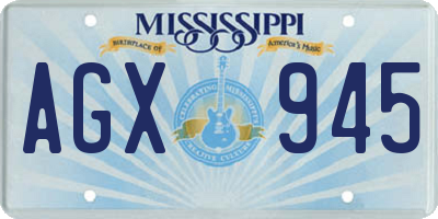 MS license plate AGX945