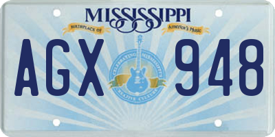MS license plate AGX948