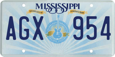 MS license plate AGX954
