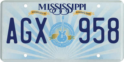 MS license plate AGX958