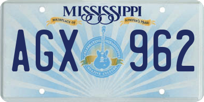 MS license plate AGX962