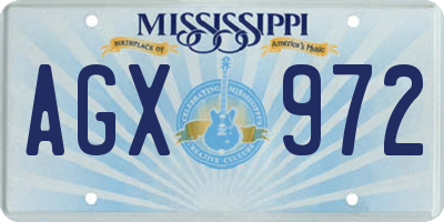 MS license plate AGX972